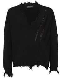DSquared² - Distressed Knitted Jumper - Lyst