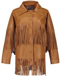 Dan Cassab - Loretta Fringe-Trim Leather Jacket - Lyst