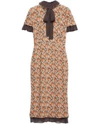 Prada - Kleid Mit Blumen-Print - Lyst