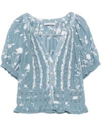 Alice + Olivia - Lace-Trim Embroidered Blouse - Lyst