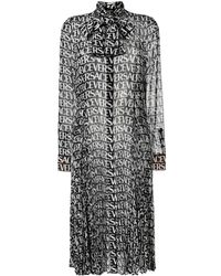 Versace - Midi-Jurk Met Logoprint - Lyst