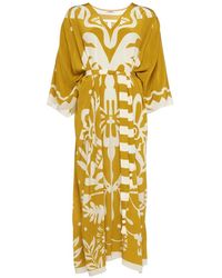 Eres - Holi Tuniek Met Bloemenprint En V-Hals - Lyst