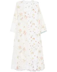 Injiri - Floral-Print V-Neck Midi Dress - Lyst