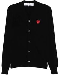 COMME DES GARÇONS PLAY - Heart-Emblem Rhinestone-Embellishment Cardigan - Lyst
