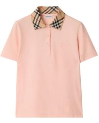 Burberry - Check-Collar Cotton Polo Shirt - Lyst