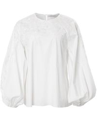 Carolina Herrera - Floral-embroidered Puff-sleeve Blouse - Lyst