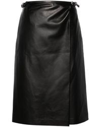 Givenchy - Jupe portefeuille en cuir à taille ceinturée - Lyst