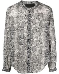 Tessitura - Snake-Print Mandarin-Collar Shirt - Lyst