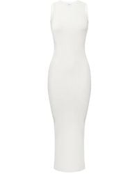 Elisabetta Franchi - Sleeveless Ribbed-Knit Midi Dress - Lyst