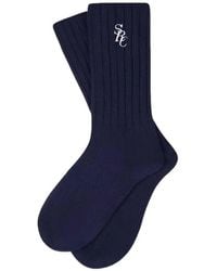 Sporty & Rich - Logo-Embroidered Ribbed Socks - Lyst