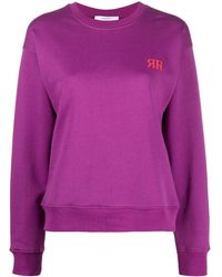 Roseanna Embroidered-monogram Organic Cotton Sweater - Purple