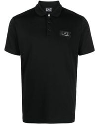 EA7 - Logo-patch Button-fastening Polo Shirt - Lyst