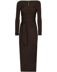 Dolce & Gabbana - Wraparound Wool Midi Dress - Lyst