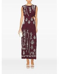 Agua Bendita - Abito Midi Con Ricamo - Lyst