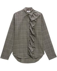 MSGM - Ruffled-Detail Check-Pattern Shirt - Lyst