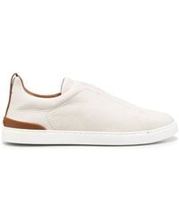 ZEGNA - Deerskin Triple Stitchtm Sneakers - Lyst