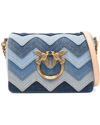 Pinko - Mini Love Click Denim Shoulder Bag - Lyst