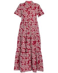 Erdem - Floral-Embroidered Tiered Midi Shirt Dress - Lyst