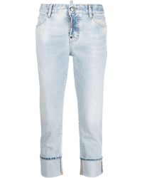 DSquared² Jean crop à effet délavé - Bleu