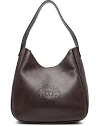 Twinset - Logo-Cut Leather Shoulder Bag - Lyst