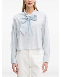 Benetton - Blouse Rayée À Col Lavallière - Lyst