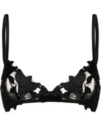 Fleur du Mal - Lily Embroidered Plunge Demi-Bra - Lyst