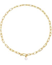 Monica Vinader - Mini Chain Pearl Necklace - Lyst