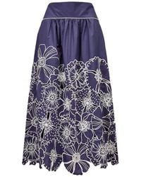 FARM Rio - Flower-Embroidered Maxi Skirt - Lyst