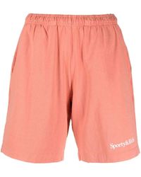 Sporty & Rich - Logo-Print Cotton Shorts - Lyst