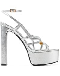 Versace - Valentina Metallic Platform Sandals 140 Mm - Lyst