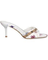 Guess - Iory Logo-Print Heeled Sandals - Lyst
