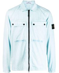 Stone Island - Compass Logo-patch Zip-up Shirt Jacket - Lyst