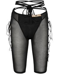 KNWLS - Glimmer Lace-up Sheer Shorts - Lyst