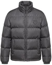 Prada - Quilted Logo-Patch Puffer Jacket - Lyst