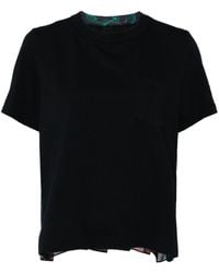 Sacai - Katoenen T-shirt Met Vlakken - Lyst