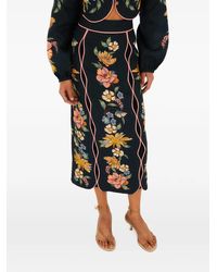 FARM Rio - Maira Floral Euroflax Premium Linen Midi Skirt - Lyst