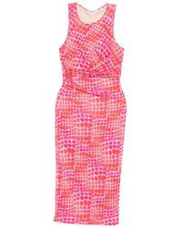 Patrizia Pepe - Draping Croco-Print Midi Dress - Lyst
