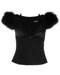 DSquared² - Goth Feather-Trim Bustier Top - Lyst