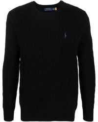 Polo Ralph Lauren - Pull En Maille Torsadée À Logo Brodé - Lyst