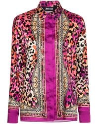 Just Cavalli - Logo-Print Long-Sleeve Shirt - Lyst