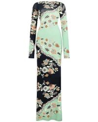 Roberto Cavalli - Floral-Print Long-Sleeve Maxi Dress - Lyst