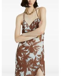 Celeste - Palm-Print Cowl-Neck Maxi Dress - Lyst