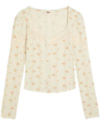 Free People - Let's Party Cardi Floral-Print Top - Lyst