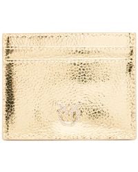 Pinko - Gold Leather Card Holder - Lyst