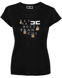 Elisabetta Franchi - T-Shirt mit Kettenverzierung - Lyst