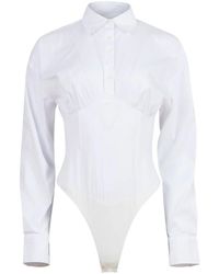 Fleur du Mal - Poplin Button-Down Bodysuit - Lyst
