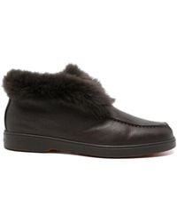 Santoni - Mocassins En Cuir Grainé À Finitions En Peau Lainée - Lyst