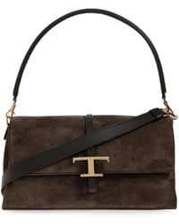 Tod's - Petit Sac Porté Épaule T Timeless En Daim - Lyst