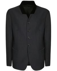 Giorgio Armani - Velvet-Collar Textured-Finish Blazer - Lyst