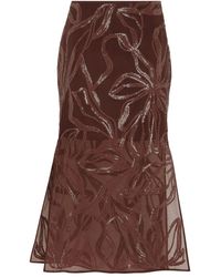 Brunello Cucinelli - Floral-Sequin Midi Skirt - Lyst